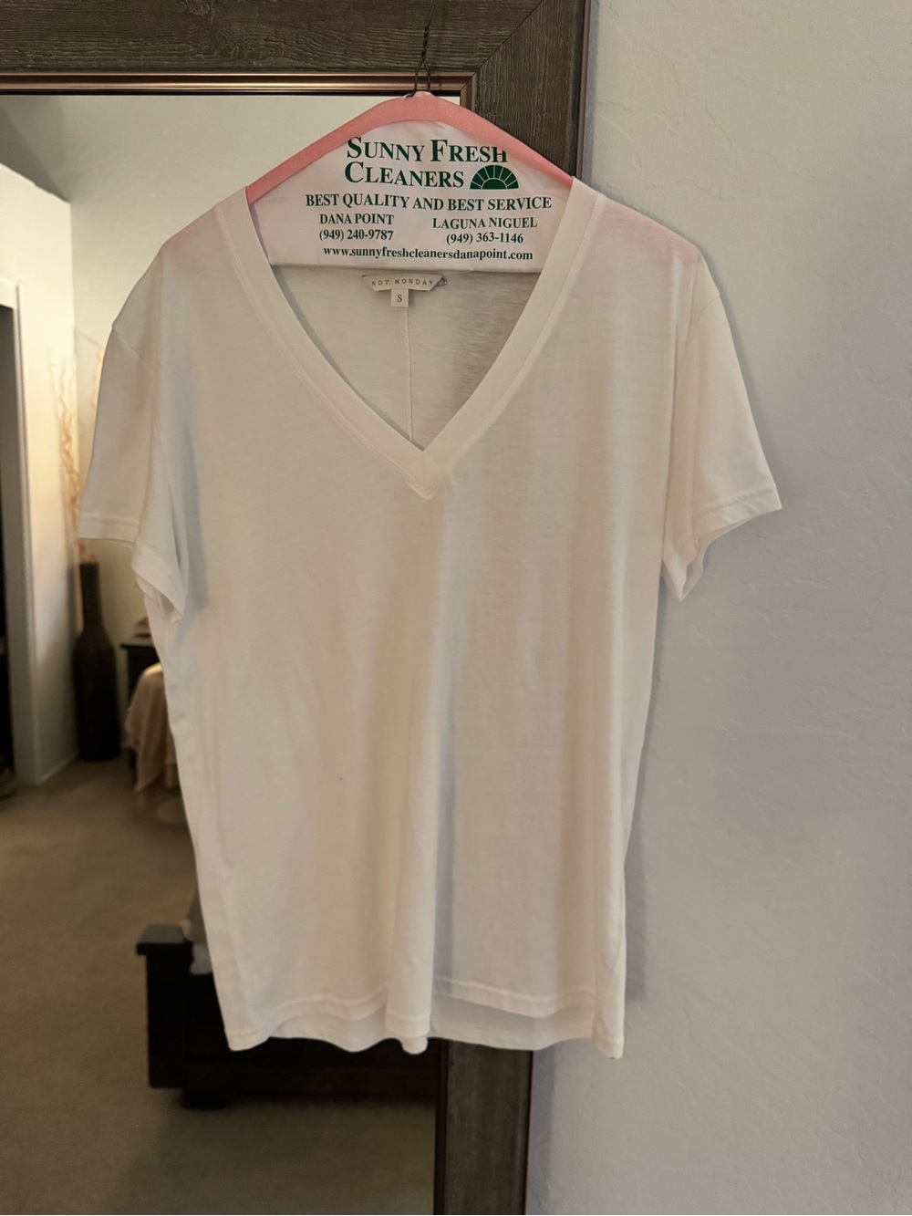 Soft V-Neck Short Sleeve Tee in White - Unknown Brand